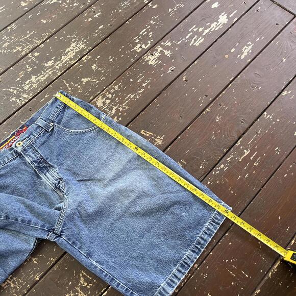 (34) Vintage 90s Y2K JNCO Jeans Jean Shorts Jorts Tribal Embroidered Baggy Skate - Picture 7 of 8